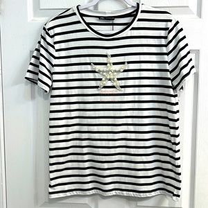 Zara striped pearl top size M